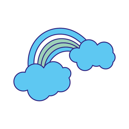 Duo color nature bright rainbow with clouds in the sky.のイラスト素材