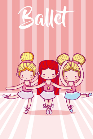 Cute girls ballet dancers cartoons vector illustration graphic designのイラスト素材