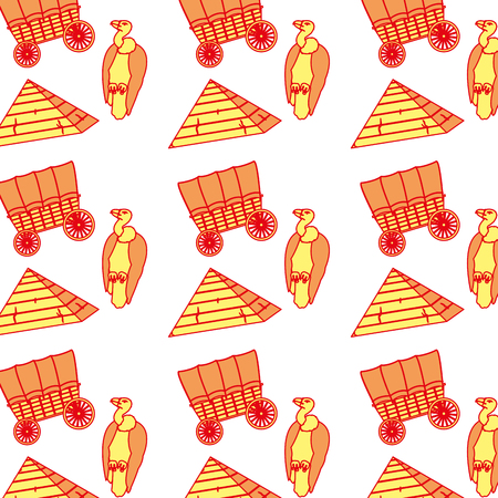 Duo color carriages transports with vulture animal background vector illustration.のイラスト素材