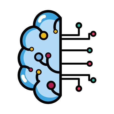 artificial intelligence to brain circuits technology Vector illustration.のイラスト素材