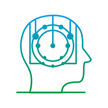 degraded line artificial brain digital intelligence technology vector illustrationのイラスト素材