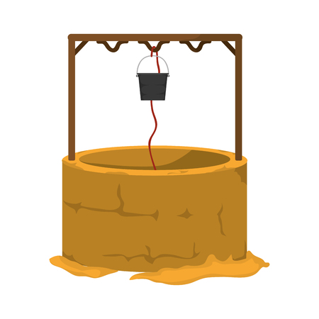 water well hole with rope and bucket vector illustrationのイラスト素材