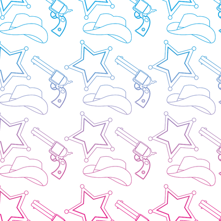 degraded line star sheriff with hat and gun background vector illustrationのイラスト素材