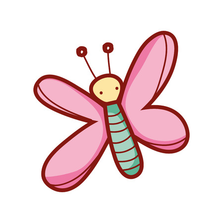 Cute butterfly animal with wings and eyes vector illustration.のイラスト素材