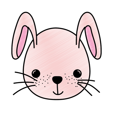 doodle adorable rabbit head wild animal vector illustrationのイラスト素材