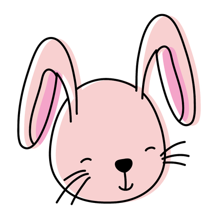 moved color cute rabbit head wild animal vector illustrationのイラスト素材