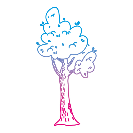 degraded line natural tree leaves with branches design vector illustrationのイラスト素材