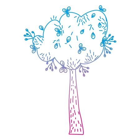 degraded line tropical tree leaves natural design vector illustrationのイラスト素材