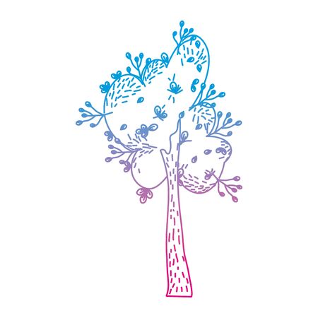 degraded line tropical tree with stem and natural leaves vector illustrationのイラスト素材