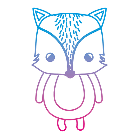 degraded line happy fox wild cute animal vector illustrationのイラスト素材