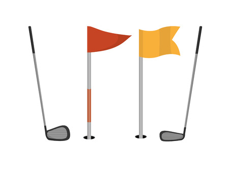 Golf clubs and flags vector illustration graphic designのイラスト素材