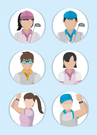 Set of Golf player cartoons vector illustration graphic design.のイラスト素材