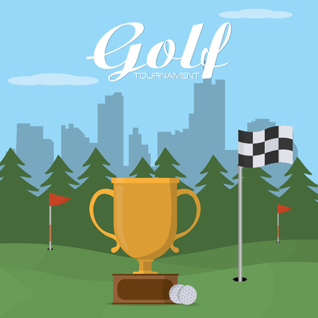 Golf tournament trophy cup vector illustration graphic designのイラスト素材