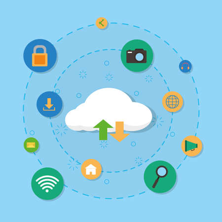 Upload and download files vector illustration graphic designのイラスト素材