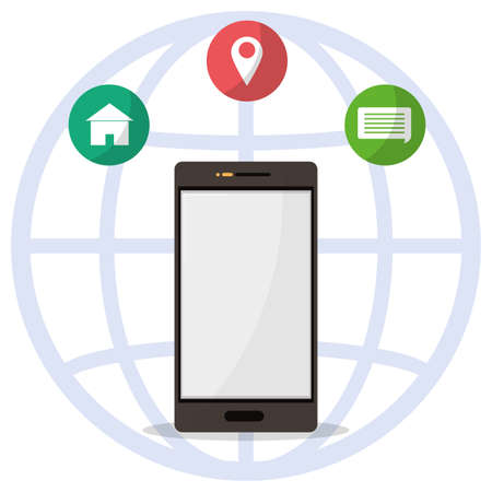 Smartphone with social media icons vector illustration graphic designのイラスト素材