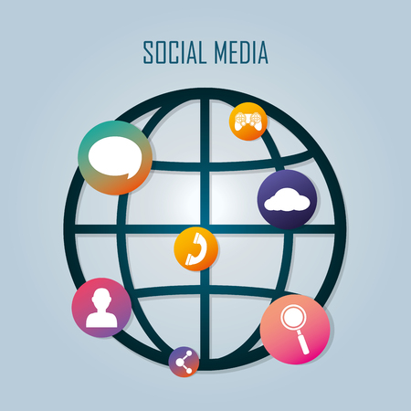 Social media around world vector illustration graphic designのイラスト素材