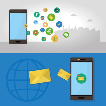 A Smartphone with social media icons vector illustration graphic designのイラスト素材