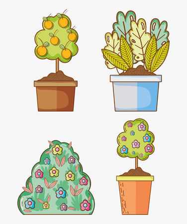 Set of gardening cartoons vector illustrationのイラスト素材