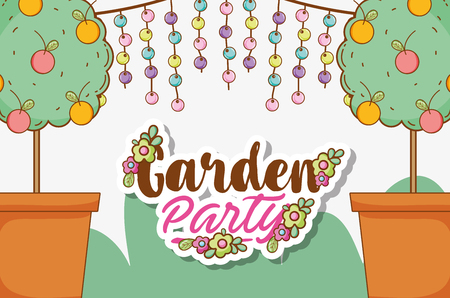 Garden party card vector illustration designのイラスト素材