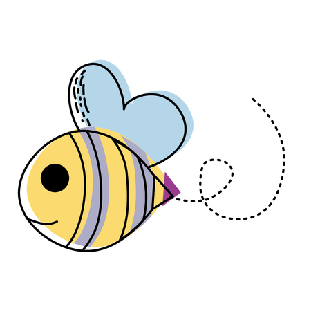 moved color bee cute insect animal flying vector illustrationのイラスト素材