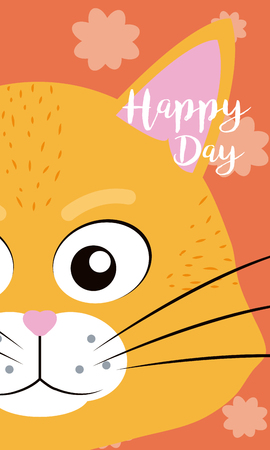 Cat Happy day card vector illustration graphic designのイラスト素材