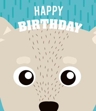 Dog cartoon on happy birthday card vector illustration graphic designのイラスト素材