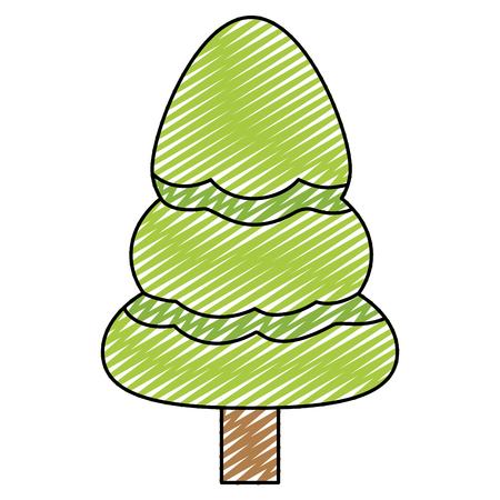 doodle nature tree icon with stem design vector illustrationのイラスト素材