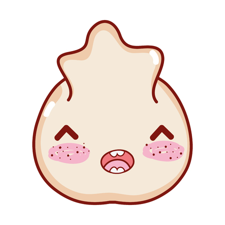 happy nikuman japanese food vector illustrationのイラスト素材