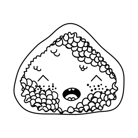 A line kawaii happy rice roll japanese food vector illustrationのイラスト素材