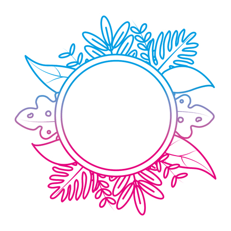 degraded line natural plants leaves in circle designのイラスト素材