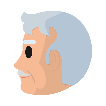 old man head on side with mustache and hairstyle vector illustrationのイラスト素材