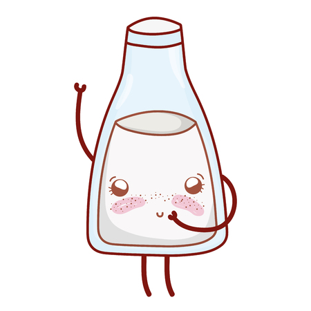 shy bottle milk with arms and legs vector illustrationのイラスト素材