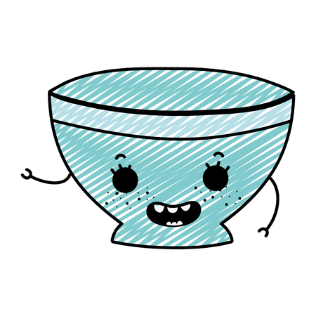 doodle happy bowl design with arms vector illustrationのイラスト素材