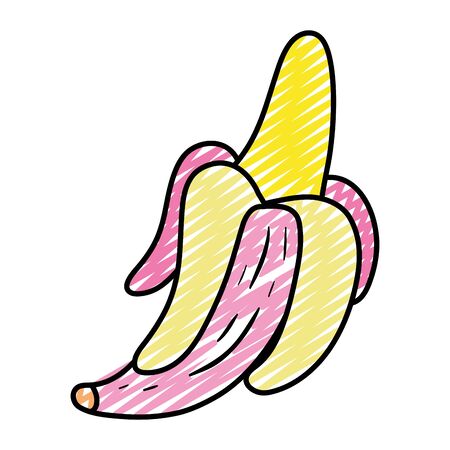 doodle yummy banana fruit organic vitamin vector illustrationのイラスト素材