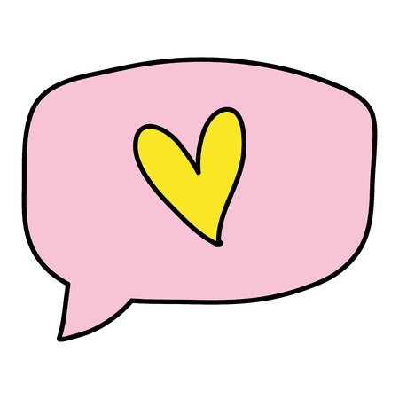 line color heart inside chat bubble text message vector illustrationのイラスト素材