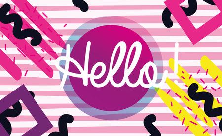 Hello memphis background design vector illustration graphic