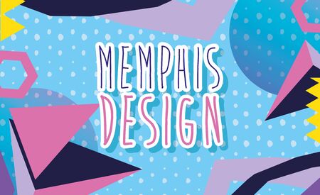Memphis background with label vector illustration graphicのイラスト素材