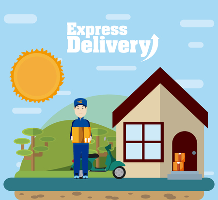Express delivery courier cartoons vector illustration graphic designのイラスト素材