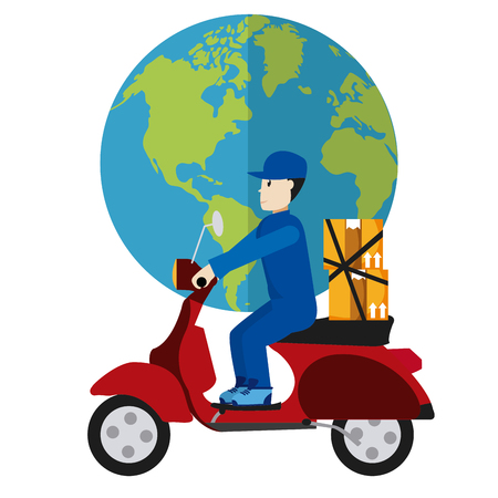 Courier with delivery cartoon vector illustration graphic designのイラスト素材