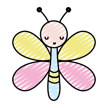 doodle beauty butterfly insect animal flyingのイラスト素材
