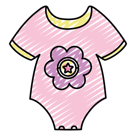 doodle baby girl one piece clothesのイラスト素材