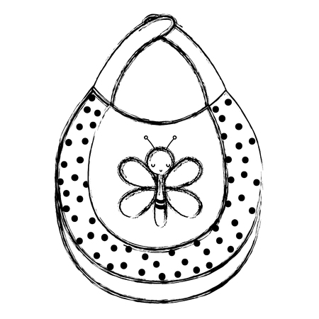 grunge nice baby bib with butterfly design vector illustrationのイラスト素材