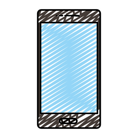 doodle digital smartphone technology to call and talk vector illustrationのイラスト素材