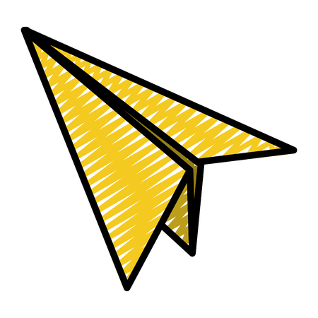 doodle paper airplane fly origami object vector illustrationのイラスト素材