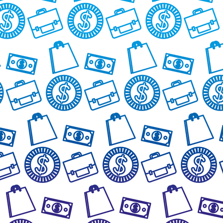 degraded line dollar money currency and briefcase background vector illustrationのイラスト素材