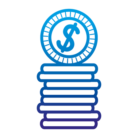 degraded line metal dollar coins money currency vector illustrationのイラスト素材