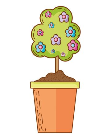 nature flower tree with stalk inside plantpot vector illustrationのイラスト素材