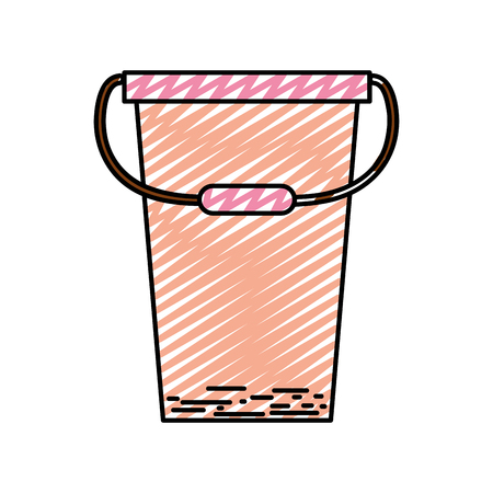 doodle plastic pail object to clean house vector illustrationのイラスト素材