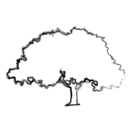 grunge natural tree with stalk and branches leaves vector illustrationのイラスト素材