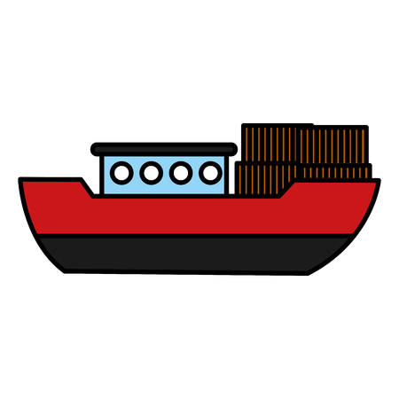 color ship delivery transport with metal containers vector illustrationのイラスト素材